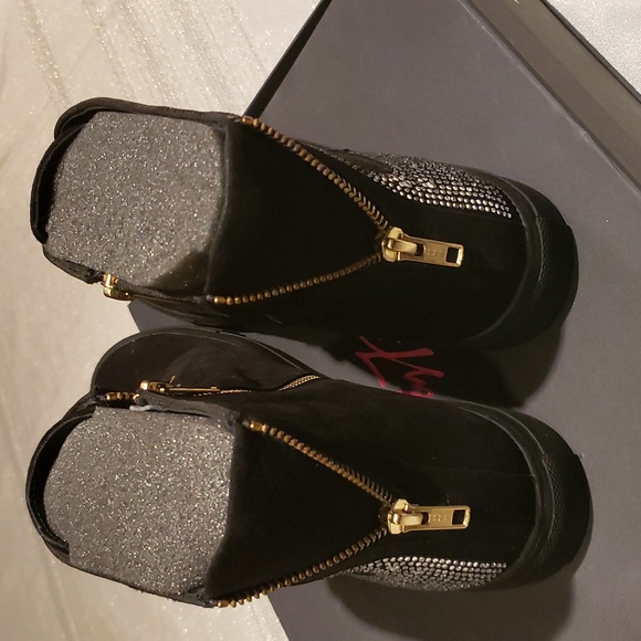 Beverly Feldman NEW Designer Sneakers High-Top Rhinestones Black Suede Women's - Picture 14 of 16